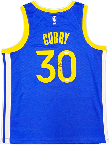 Golden State Warriors Stephen Curry Autographed Blue Nike Swingman Nike Connect Jersey Size 48 JSA Stock #234043