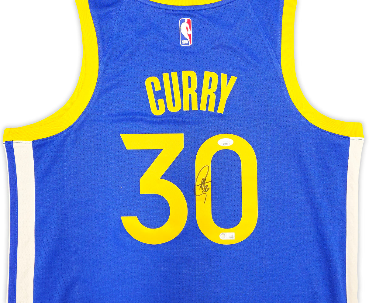 Golden State Warriors Stephen Curry Autographed Blue Nike Swingman Nike Connect Jersey Size 48 JSA Stock #234043