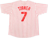 Philadelphia Phillies Trea Turner Autographed White Pinstripes Jersey JSA Stock #234074