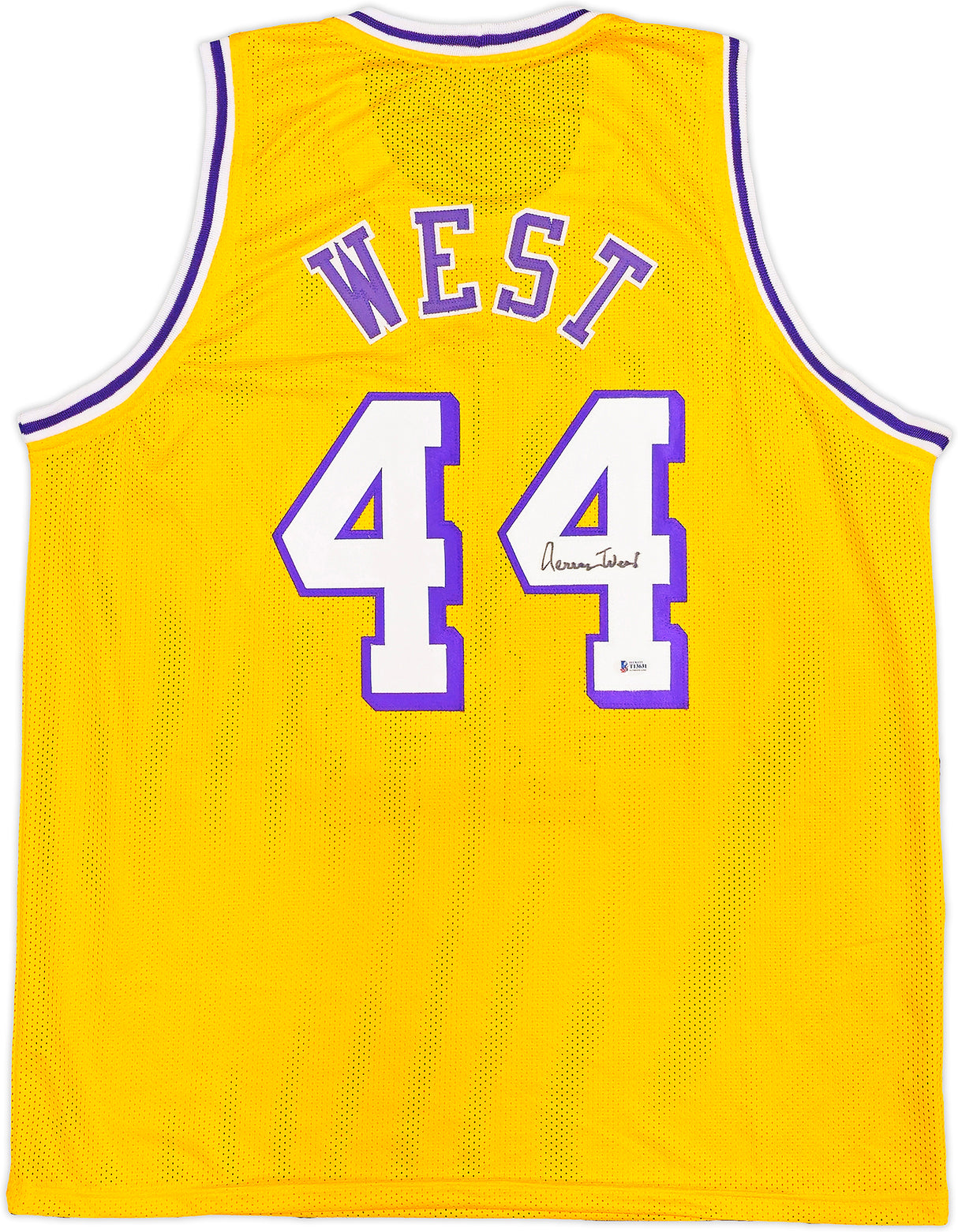 Los Angeles Lakers Jerry West Autographed Yellow Jersey Beckett BAS Stock #234693