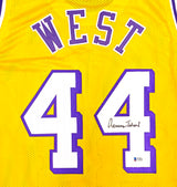 Los Angeles Lakers Jerry West Autographed Yellow Jersey Beckett BAS Stock #234693