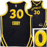 Golden State Warriors Stephen Curry Autographed Black Nike Swingman City Edition Jersey Size 48 "Human Torch" Beckett BAS Witness Stock #234041