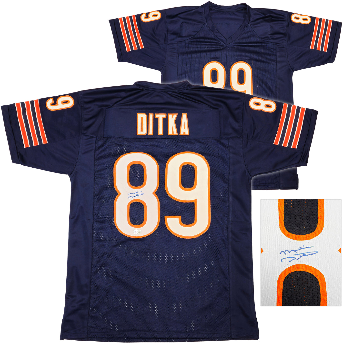 Chicago Bears Mike Ditka Autographed Blue Jersey Beckett BAS QR Stock #234689