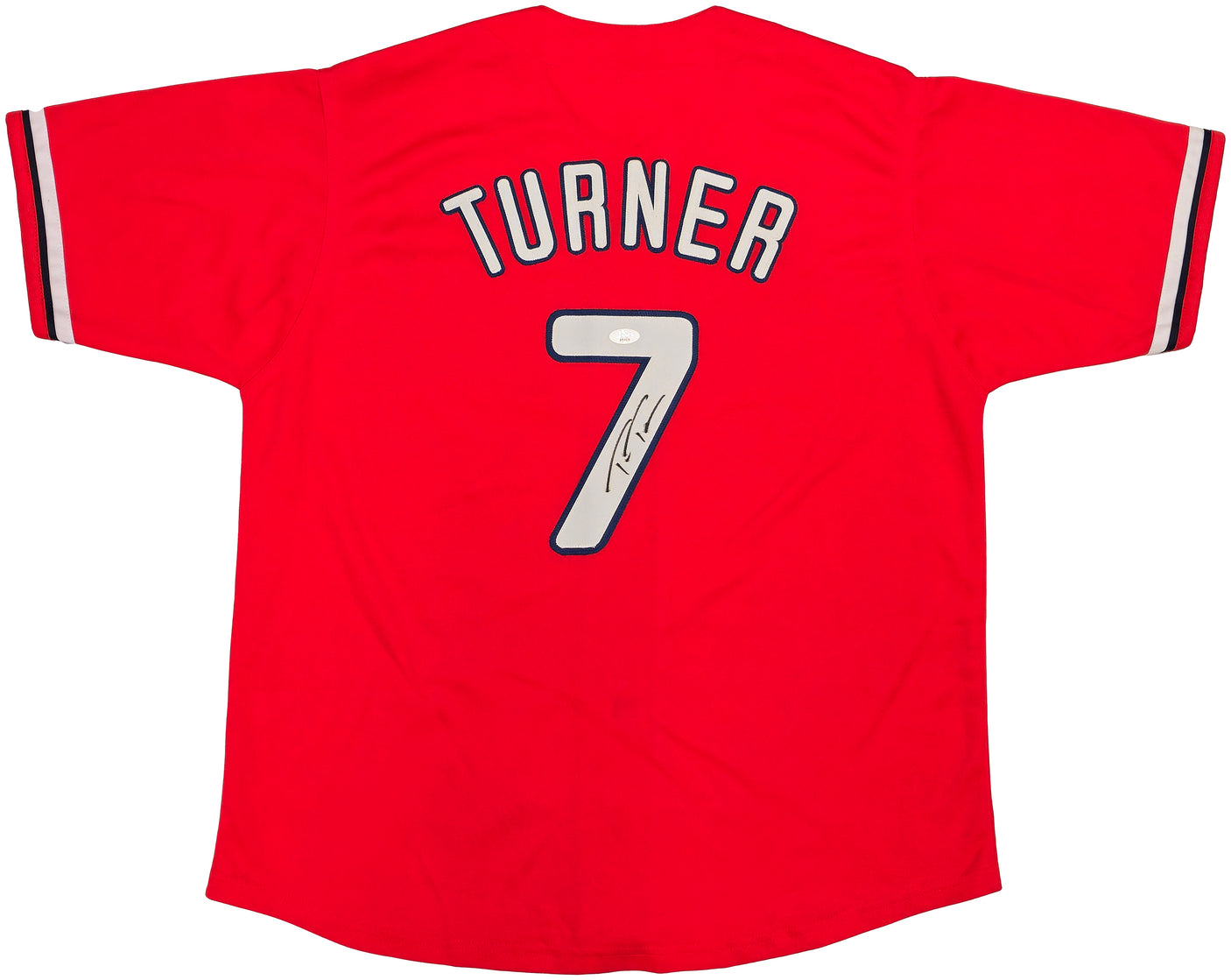 Philadelphia Phillies Trea Turner Autographed Red Jersey JSA Stock #234073