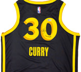 Golden State Warriors Stephen Curry Autographed Black Nike Swingman City Edition Jersey Size 48 "Wardell" Beckett BAS Witness Stock #234085
