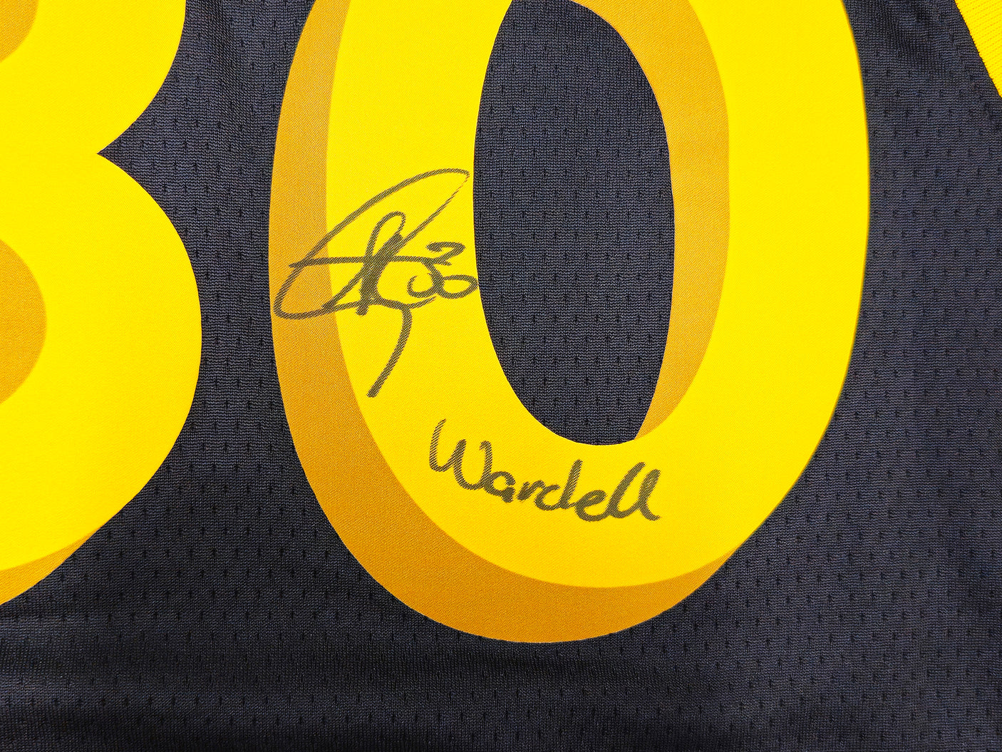 Golden State Warriors Stephen Curry Autographed Black Nike Swingman City Edition Jersey Size 48 "Wardell" Beckett BAS Witness Stock #234085