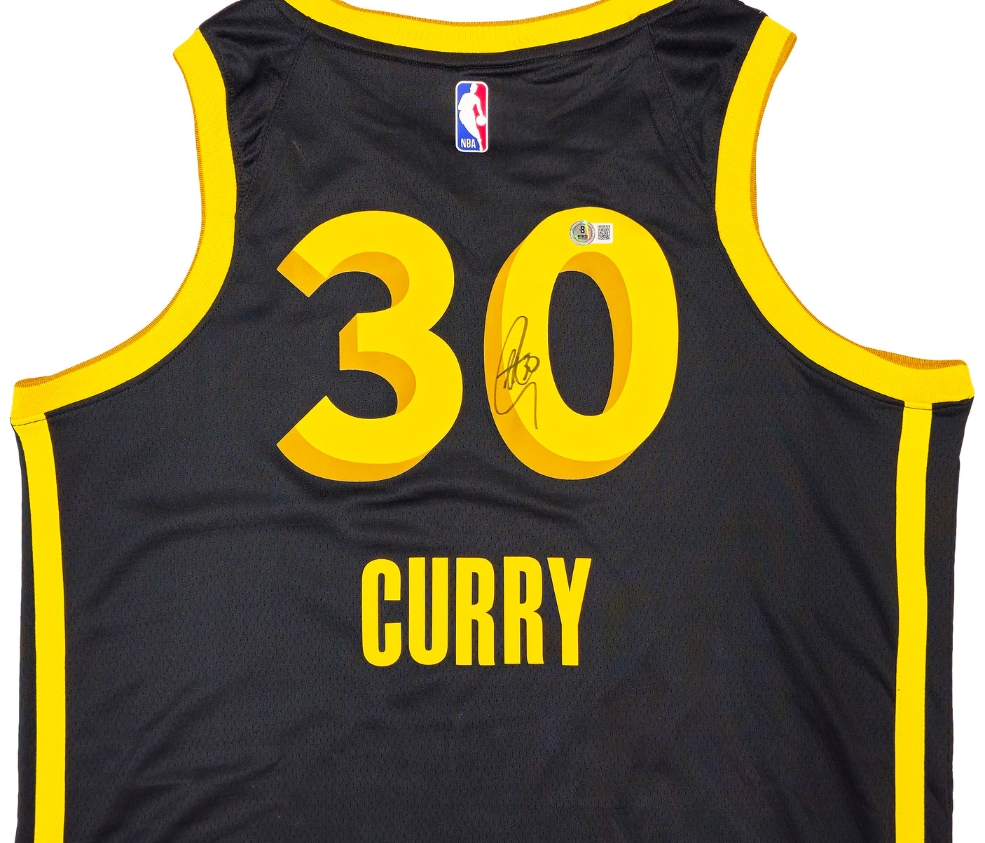 Golden State Warriors Stephen Curry Autographed Black Nike Swingman City Edition Jersey Size 48 Beckett BAS Witness Stock #234086