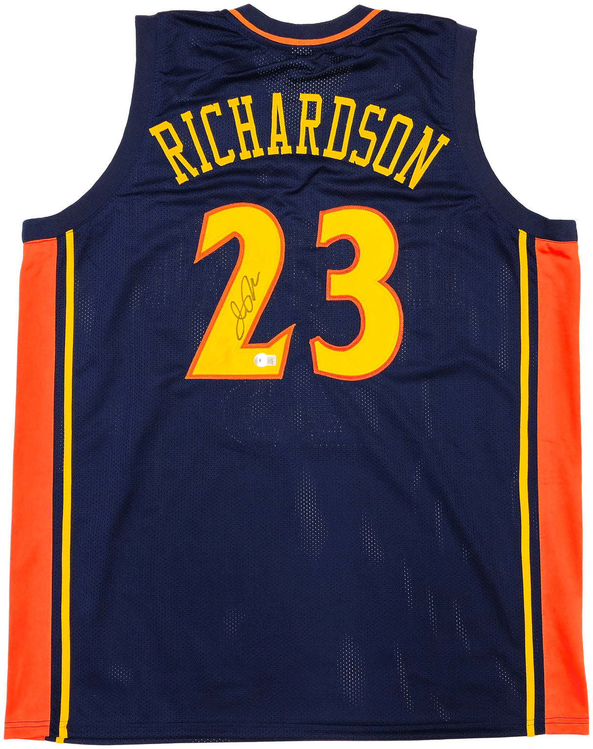 Golden State Warriors Jason Richardson Autographed Blue Jersey Beckett BAS Witness Stock #234510