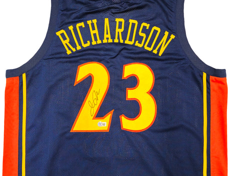 Golden State Warriors Jason Richardson Autographed Blue Jersey Beckett BAS Witness Stock #234510