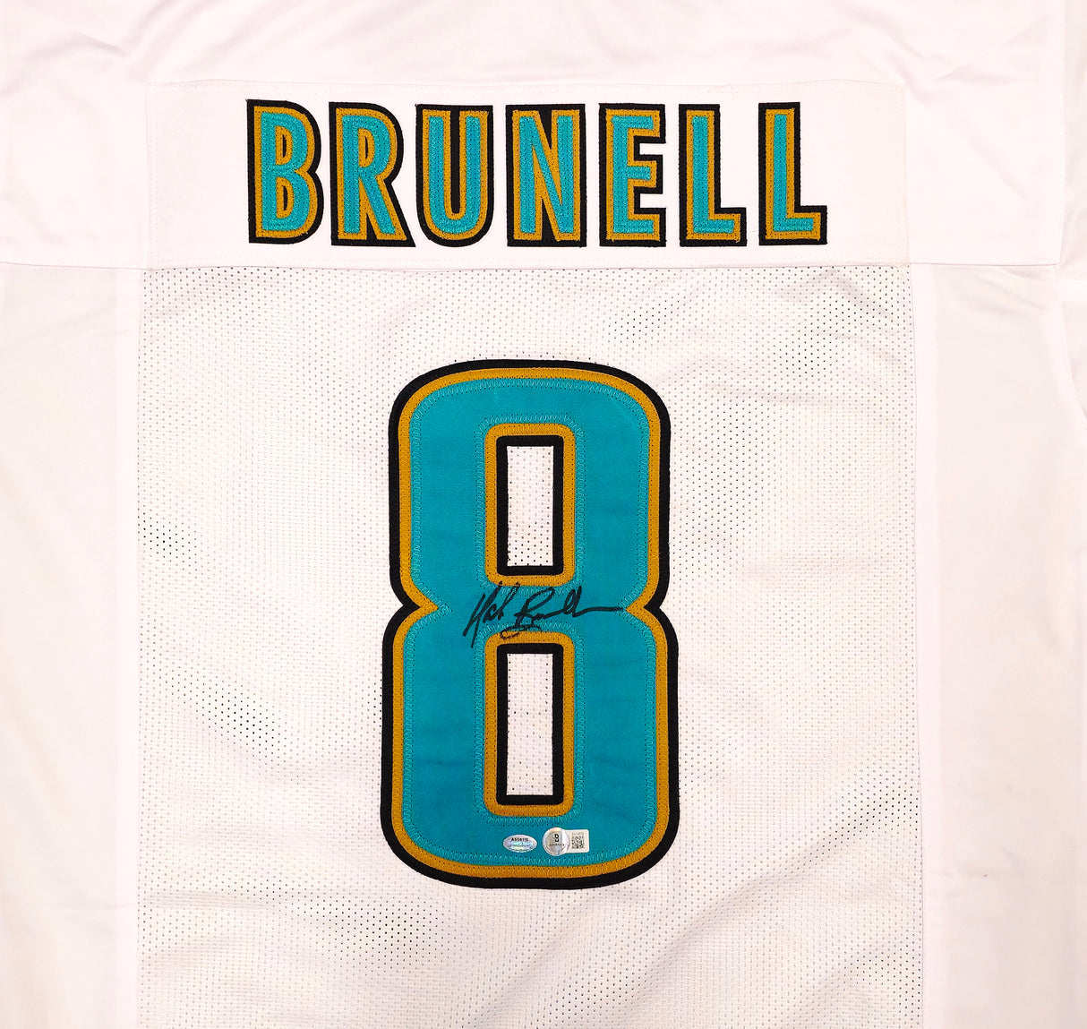 Jacksonville Jaguars Mark Brunell Autographed White Jersey Beckett BAS QR Stock #234541