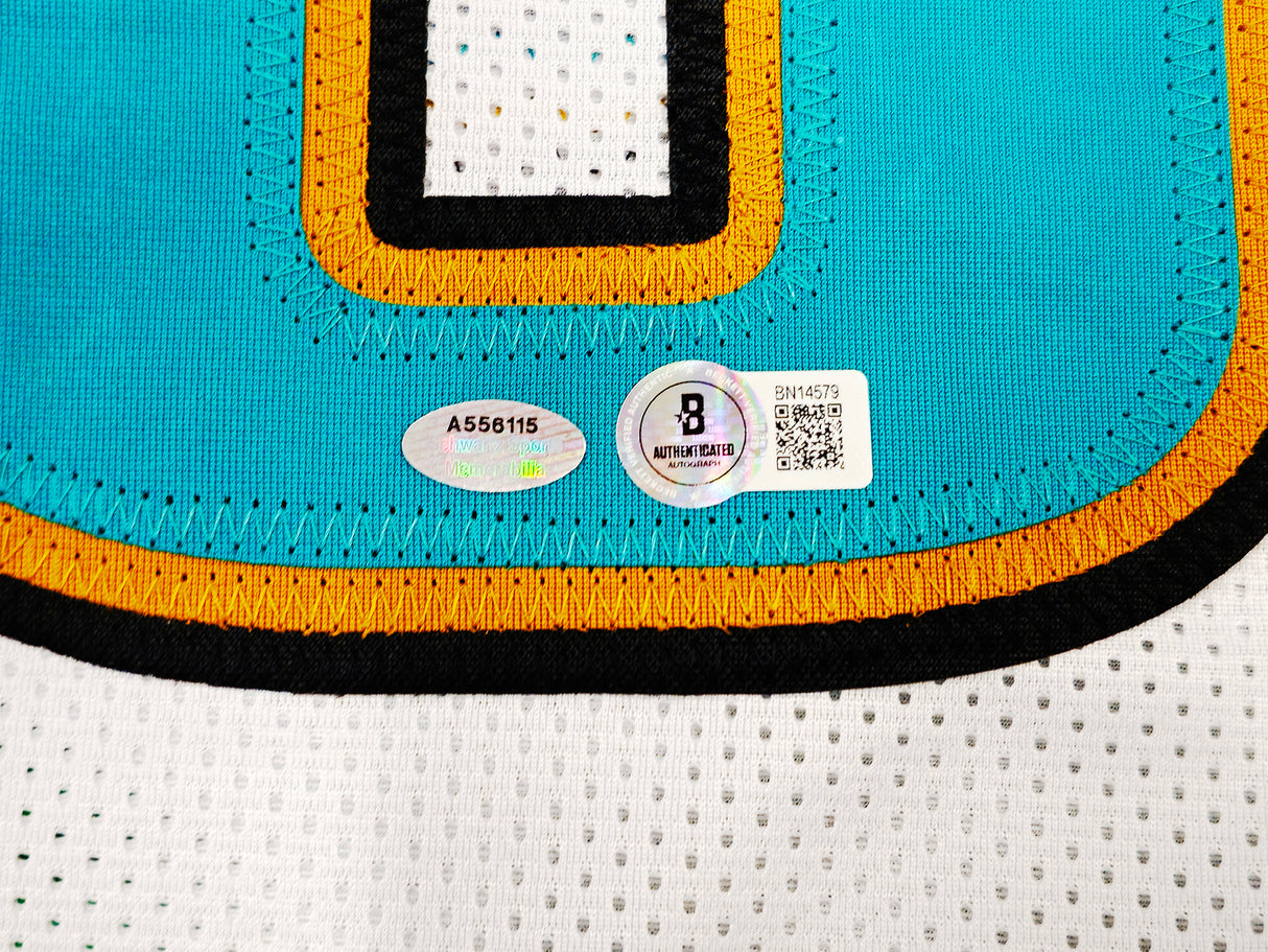 Jacksonville Jaguars Mark Brunell Autographed White Jersey Beckett BAS QR Stock #234541