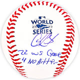 Cristian Javier Autographed Official 2022 World Series Logo MLB Baseball Houston Astros "22 WS Game 4 No Hitter" Beckett BAS Witness Stock #220451