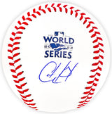 Cristian Javier Autographed Official 2022 World Series Logo MLB Baseball Houston Astros Beckett BAS Witness Stock #220452