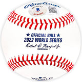 Cristian Javier Autographed Official 2022 World Series Logo MLB Baseball Houston Astros Beckett BAS Witness Stock #220452