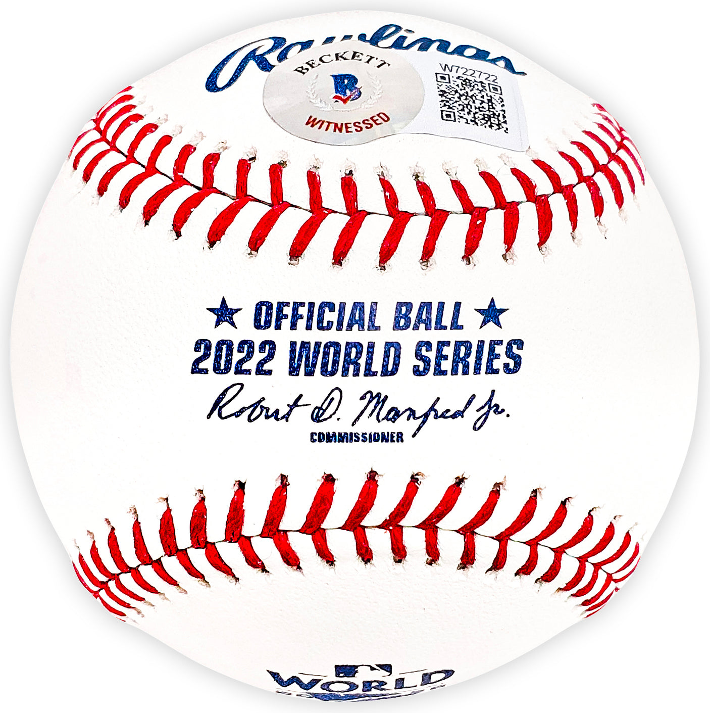 Rafael Montero Autographed Official 2022 World Series Logo MLB Baseball Houston Astros "22 WS Champs" Beckett BAS Witness Stock #220453