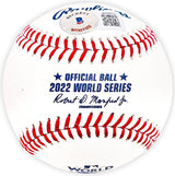 Rafael Montero Autographed Official 2022 World Series Logo MLB Baseball Houston Astros Beckett BAS Witness Stock #220454