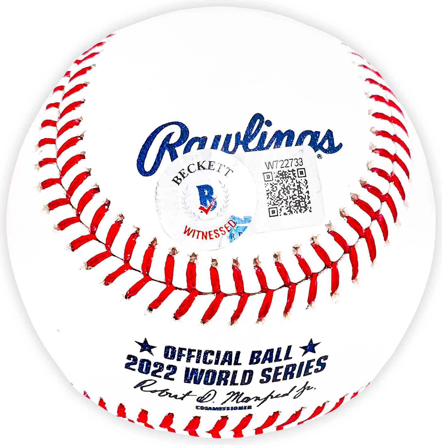 Rafael Montero Autographed Official 2022 World Series Logo MLB Baseball Houston Astros Beckett BAS Witness Stock #220454