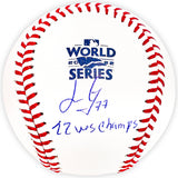 Luis Garcia Autographed Official 2022 World Series Logo MLB Baseball Houston Astros "22 WS Champs" Beckett BAS Witness Stock #220457