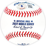 Luis Garcia Autographed Official 2022 World Series Logo MLB Baseball Houston Astros "22 WS Champs" Beckett BAS Witness Stock #220457