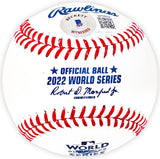 Alex Bregman Autographed Official 2022 World Series Logo MLB Baseball Houston Astros Beckett BAS Witness Stock #220507