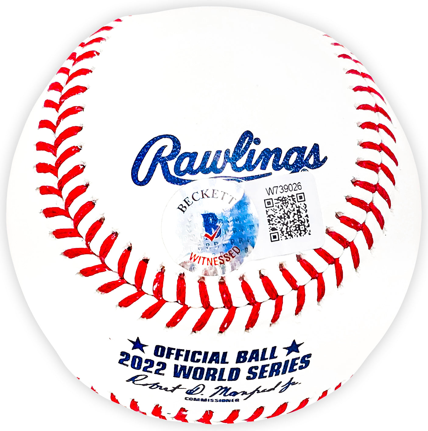 Alex Bregman Autographed Official 2022 World Series Logo MLB Baseball Houston Astros Beckett BAS Witness Stock #220507