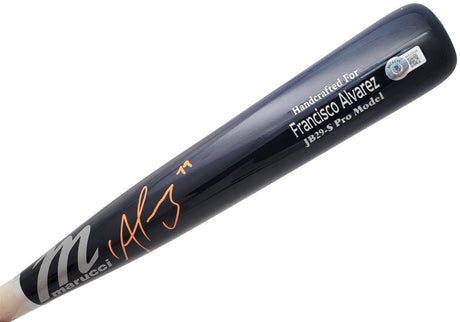 Francisco Alvarez Autographed Black Marucci Game Model Bat New York Mets Beckett BAS Witness Stock #208680