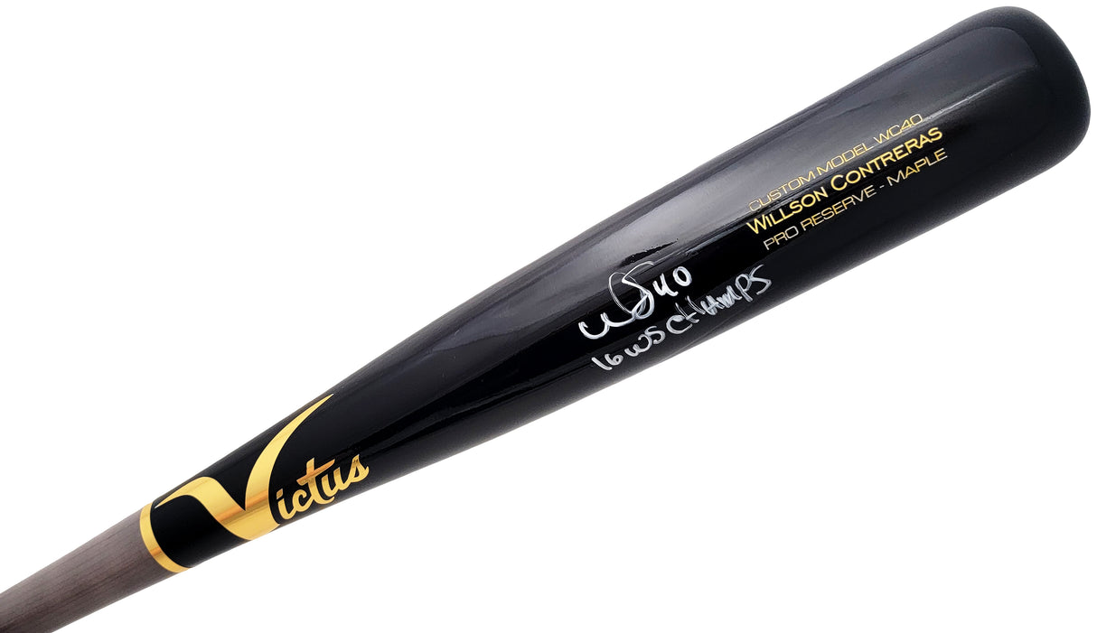 Willson Contreras Autographed Black & Grey Victus Pro Reserve Maple Bat Chicago Cubs "16 WS Champs" MLB Holo Stock #208798