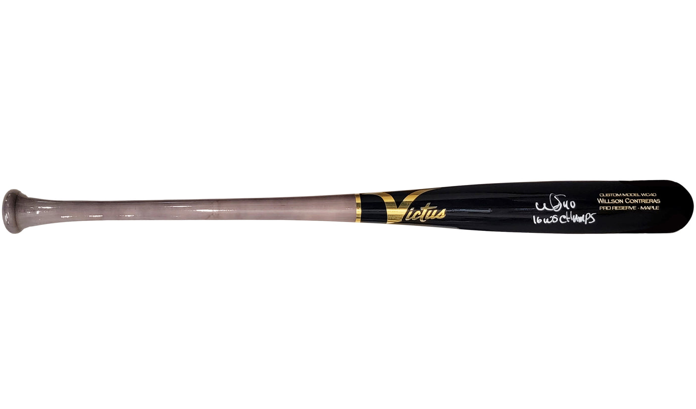 Willson Contreras Autographed Black & Grey Victus Pro Reserve Maple Bat Chicago Cubs "16 WS Champs" MLB Holo Stock #208798