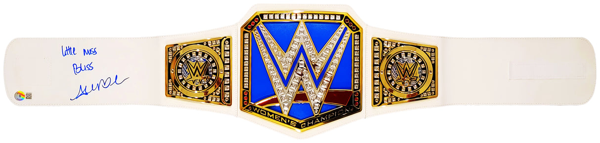Alexa Bliss Autographed Blue & Gold WWE Belt "Little Miss Bliss" Beckett BAS Witness Stock #208692