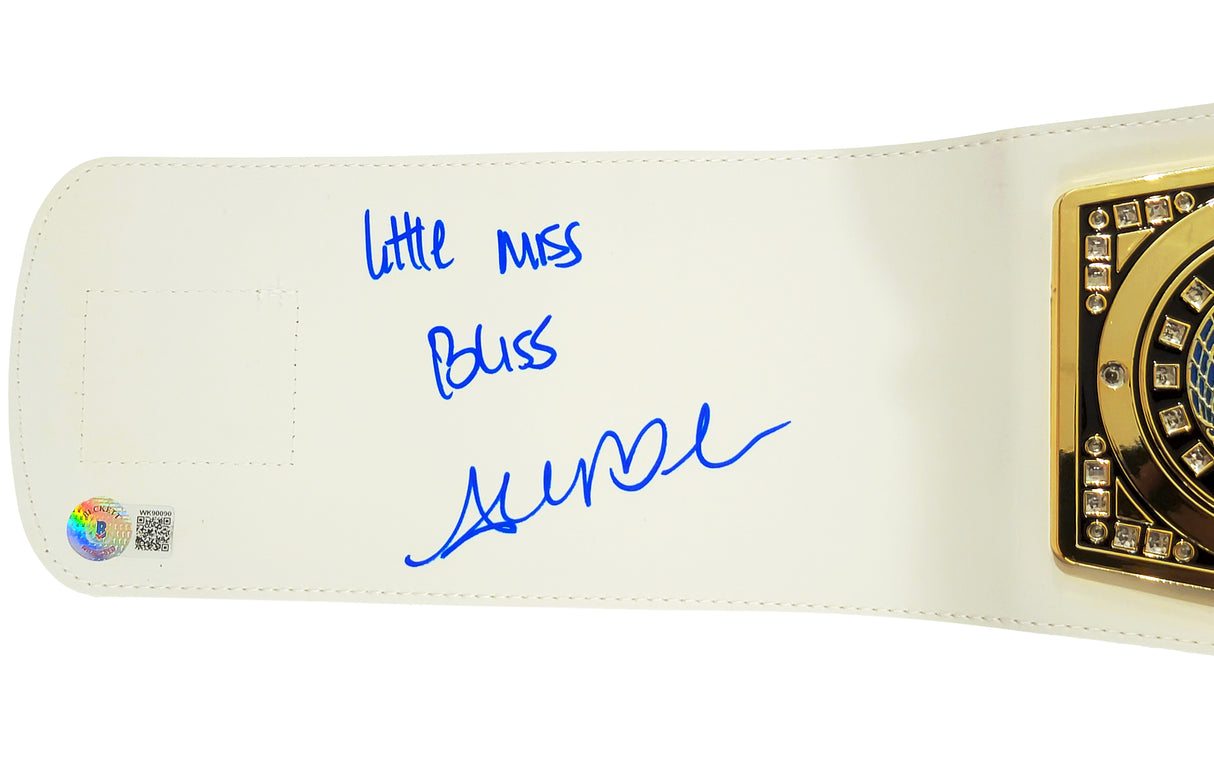 Alexa Bliss Autographed Blue & Gold WWE Belt "Little Miss Bliss" Beckett BAS Witness Stock #208692