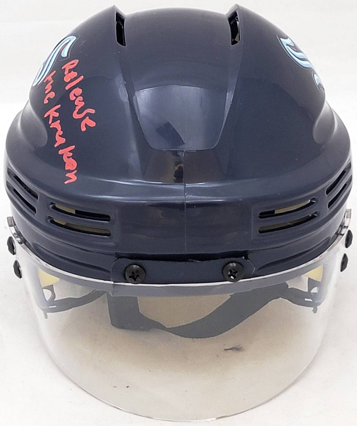Andre Burakovsky Autographed Seattle Kraken Mini Helmet "Release The Kraken" Fanatics Holo Stock #208687