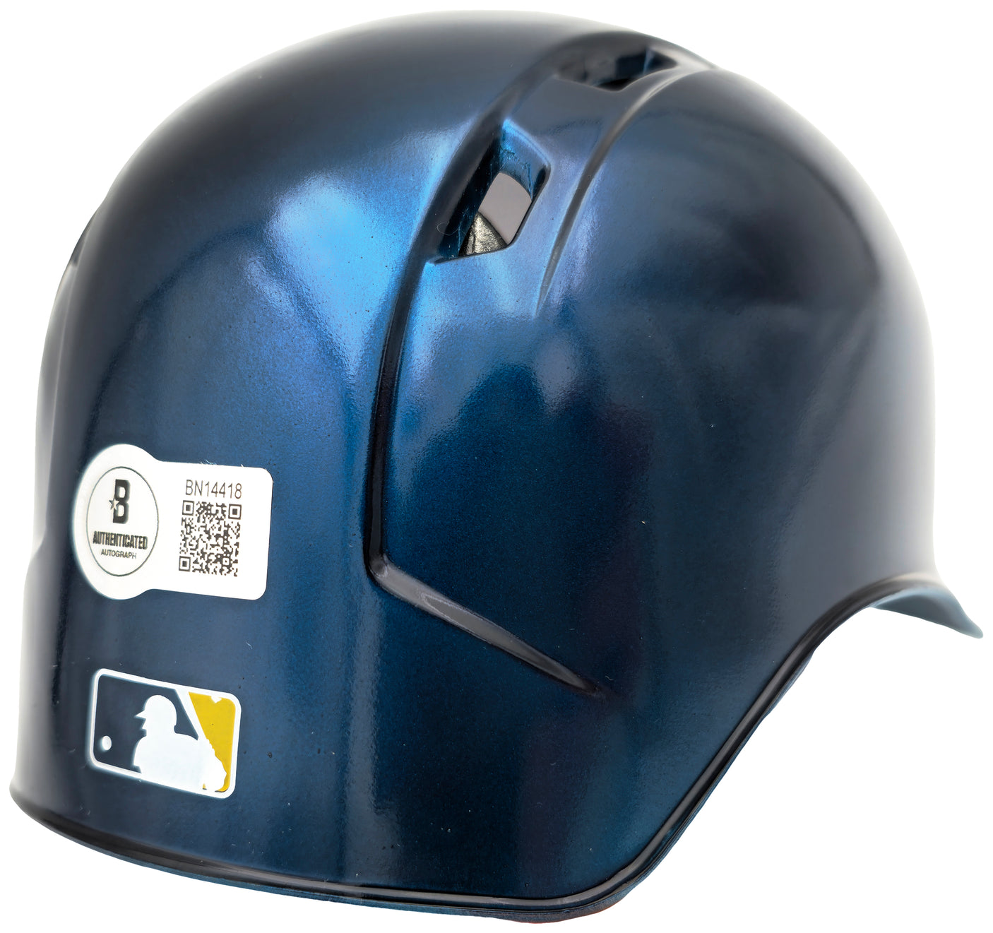 Julio Rodriguez Autographed Seattle Mariners Chrome Blue Mini Helmet (Minor Scratches/Scuffs) Beckett BAS QR Stock #234036
