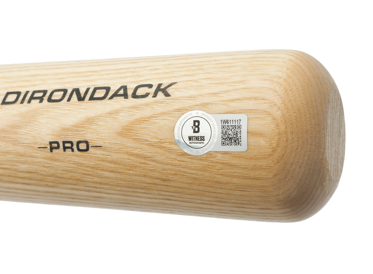 Marcell Ozuna Autographed Blonde Rawlings Adirondack Baseball Bat Atlanta Braves Beckett BAS Witness Stock #234048
