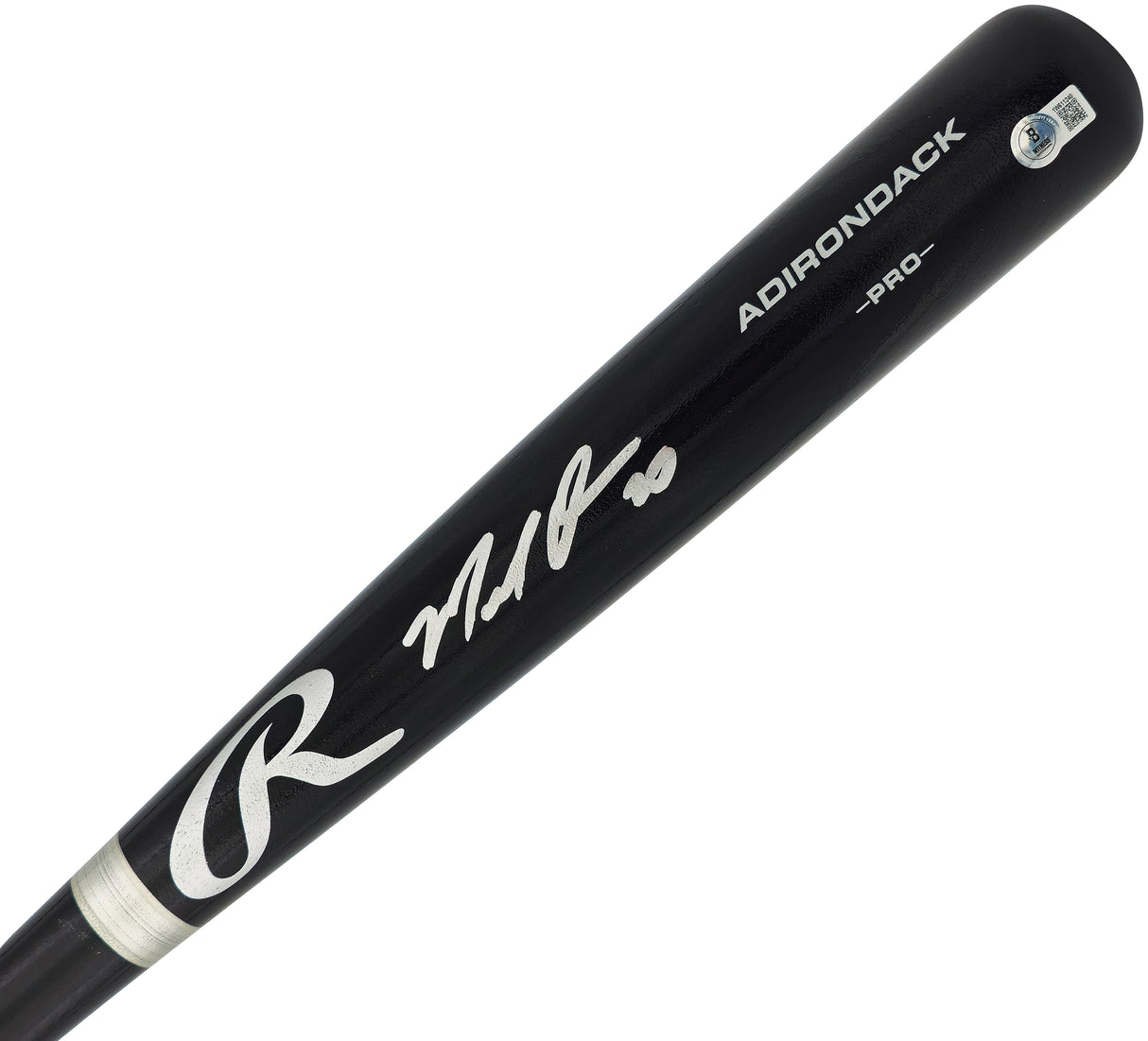 Marcell Ozuna Autographed Black Rawlings Adirondack Baseball Bat Atlanta Braves Beckett BAS Witness Stock #234038