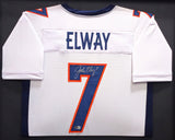 Denver Broncos John Elway Autographed Framed White & Blue Jersey Beckett BAS Witness Stock #233684
