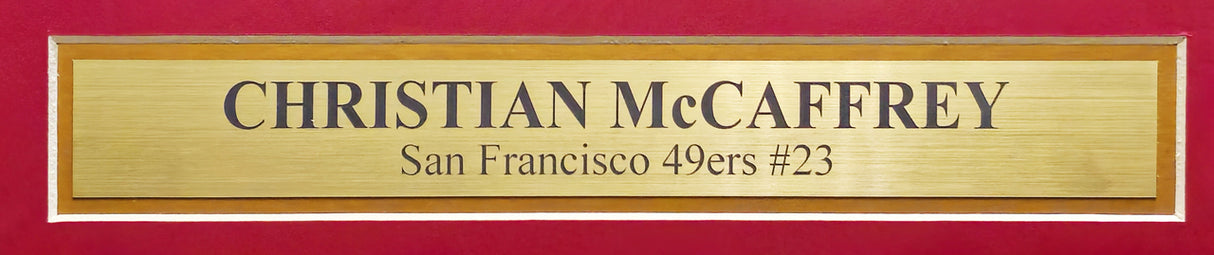 San Francisco 49ers Christian McCaffrey Autographed Framed White Jersey Beckett BAS QR Stock #233686