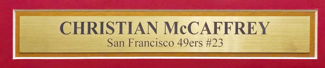 San Francisco 49ers Christian McCaffrey Autographed Framed White Jersey Beckett BAS QR Stock #233686