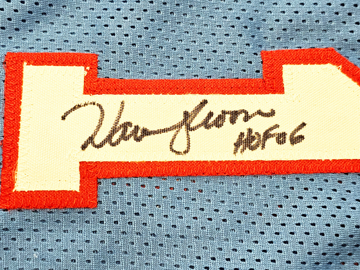 Houston Oilers Run & Shoot Autographed Baby Blue Jersey With 5 Signatures Including Warren Moon Beckett BAS Witness Stock #220384