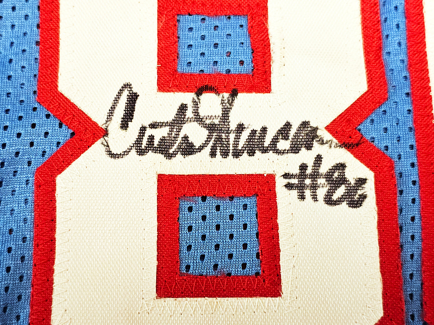 Houston Oilers Run & Shoot Autographed Baby Blue Jersey With 5 Signatures Including Warren Moon Beckett BAS Witness Stock #220384