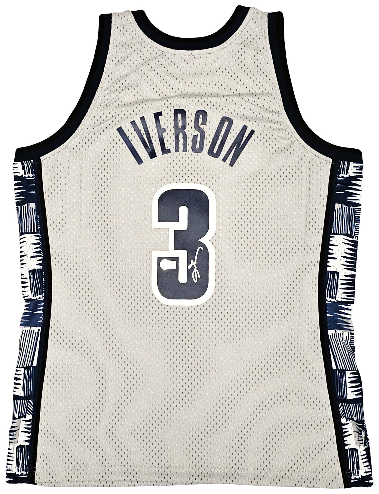 Georgetown Hoyas Allen Iverson Autographed Grey Authentic Mitchell & Ness 1995-96 College Vault Jersey Size L Beckett BAS Witness Stock #220416