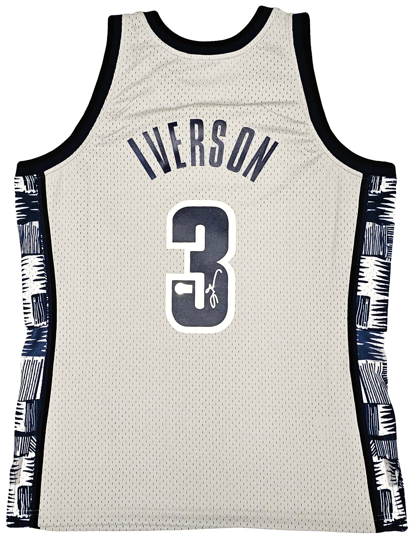 Georgetown Hoyas Allen Iverson Autographed Grey Authentic Mitchell & Ness 1995-96 College Vault Jersey Size L Beckett BAS Witness Stock #220416