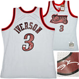 Philadelphia 76ers Allen Iverson Autographed Grey Authentic Mitchell & Ness 1997-98 HWC Swingman Jersey Size L Beckett BAS Witness Stock #220429