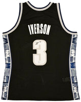 Georgetown Hoyas Allen Iverson Autographed Black Authentic Mitchell & Ness 1995-96 College Vault Jersey Size L Beckett BAS Witness Stock #220426