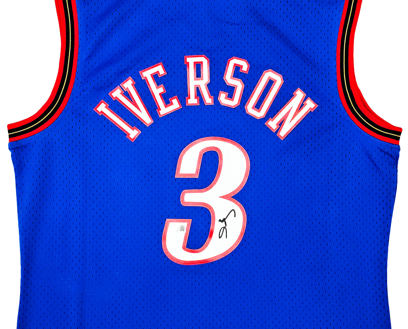 Philadelphia 76ers Allen Iverson Autographed Blue Authentic Mitchell & Ness 1999-00 HWC Swingman Jersey Size L Beckett BAS Witness Stock #220418