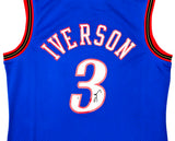 Philadelphia 76ers Allen Iverson Autographed Blue Authentic Mitchell & Ness 1999-00 HWC Swingman Jersey Size L Beckett BAS Witness Stock #220418