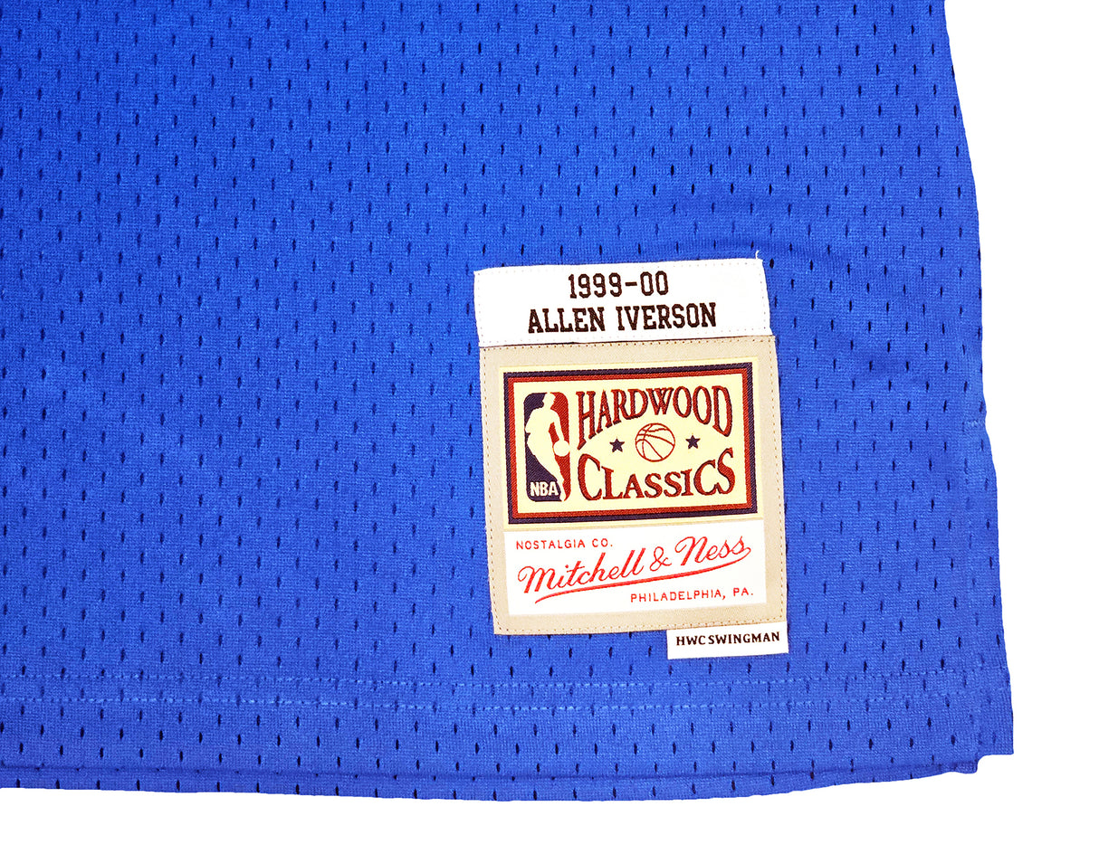 Philadelphia 76ers Allen Iverson Autographed Blue Authentic Mitchell & Ness 1999-00 HWC Swingman Jersey Size XL Beckett BAS Witness Stock #220419