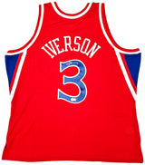 Philadelphia 76ers Allen Iverson Autographed Red Authentic Mitchell & Ness 1996-97 HWC Swingman Jersey Size XXL Beckett BAS Witness Stock #220425