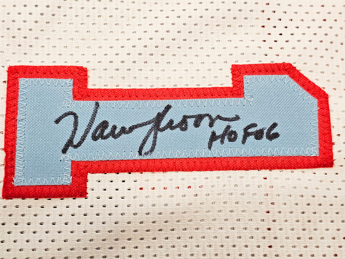 Houston Oilers Run & Shoot Autographed White Jersey With 5 Signatures Including Warren Moon Beckett BAS Witness Stock #220385