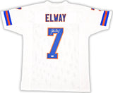 Denver Broncos John Elway Autographed White Jersey Beckett BAS Witness Stock #220369