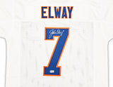 Denver Broncos John Elway Autographed White Jersey Beckett BAS Witness Stock #220369